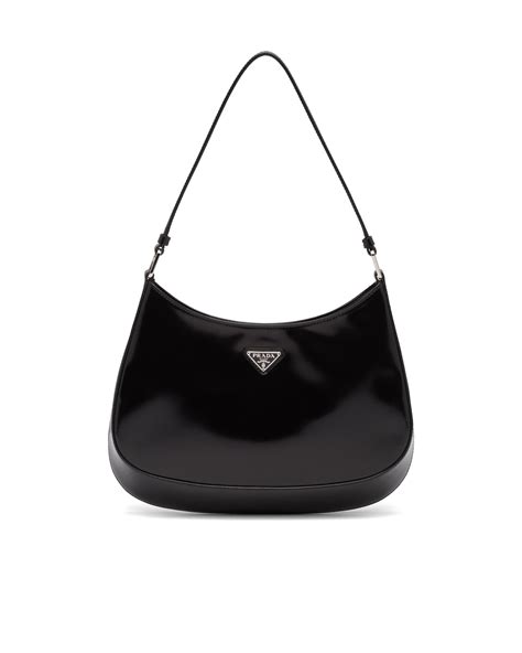 prada brushed leather shoulder bag black